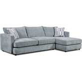 Finley Sectional Sofa with Right Facing Chaise in Spa Blue Chenille